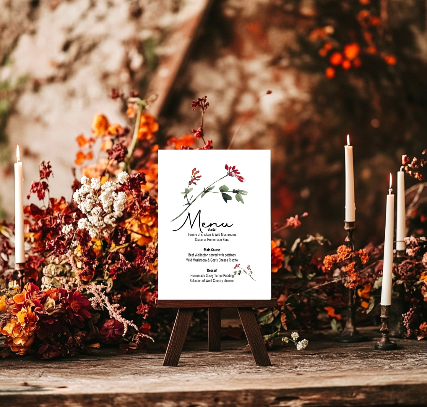 Wild Flowers Menu Wedding Sign