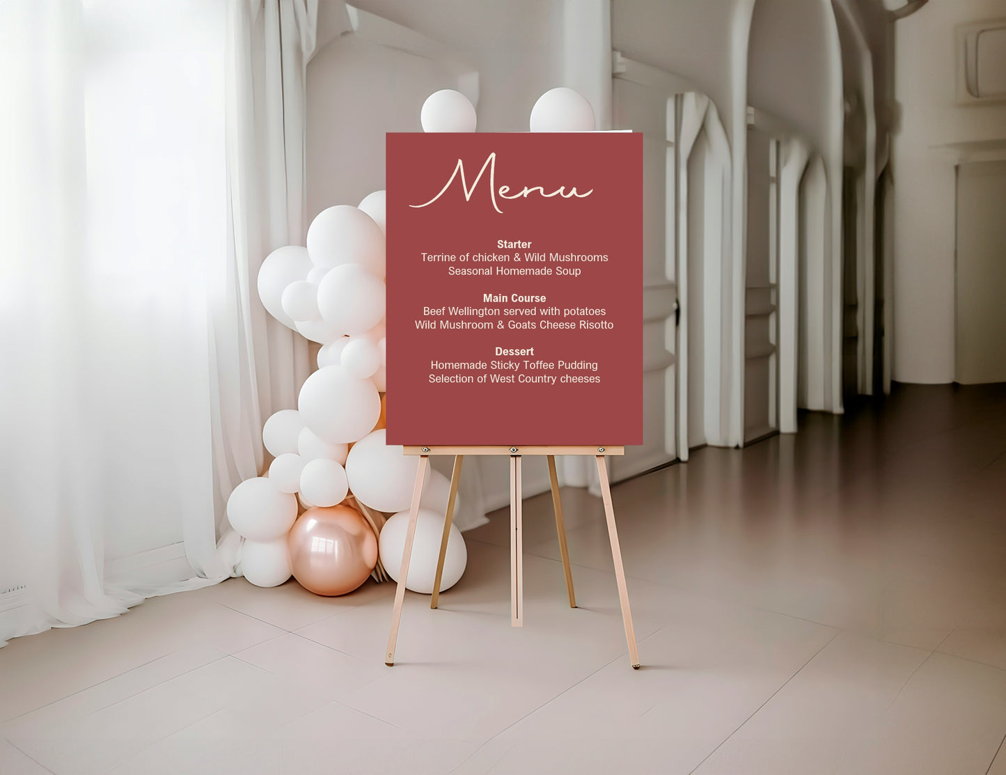 Rosewood Menu Wedding Party Sign