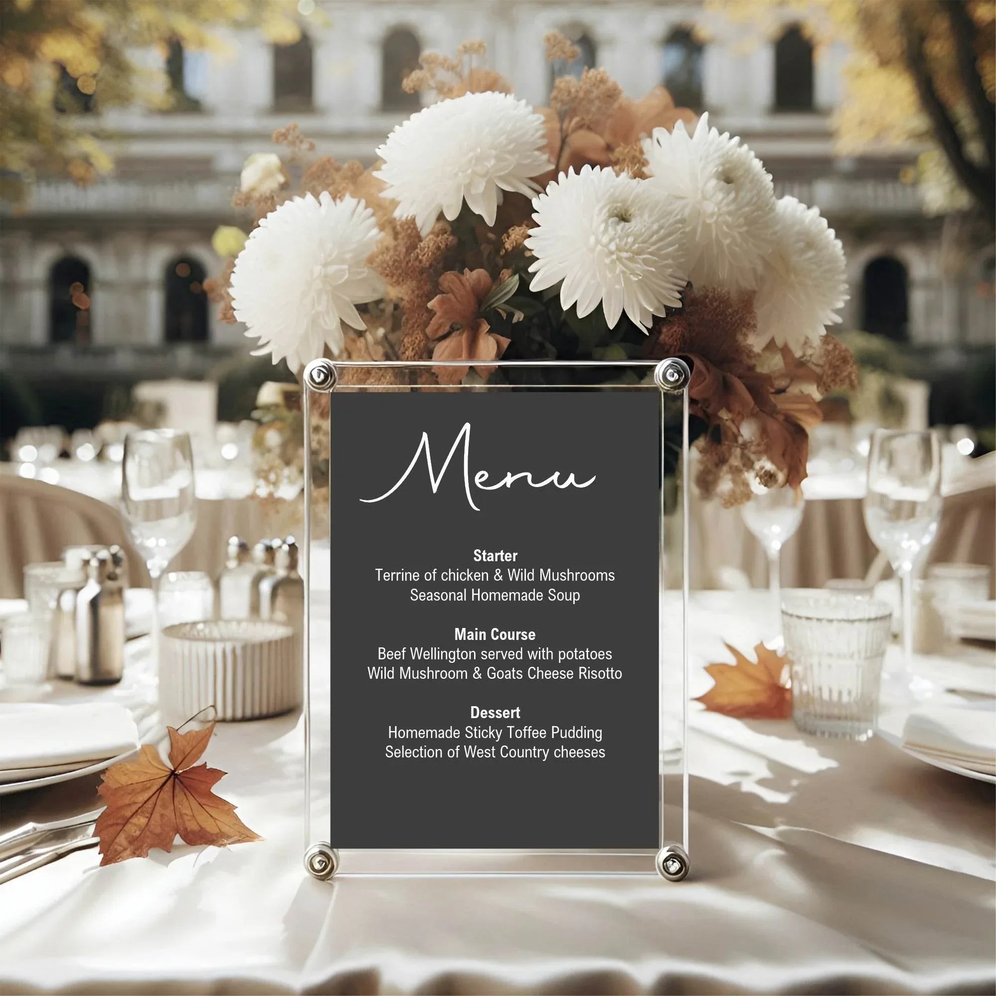 Minimalist Noir A5 Menu Wedding Party Signs | Pack of 10 - Larosier Prints