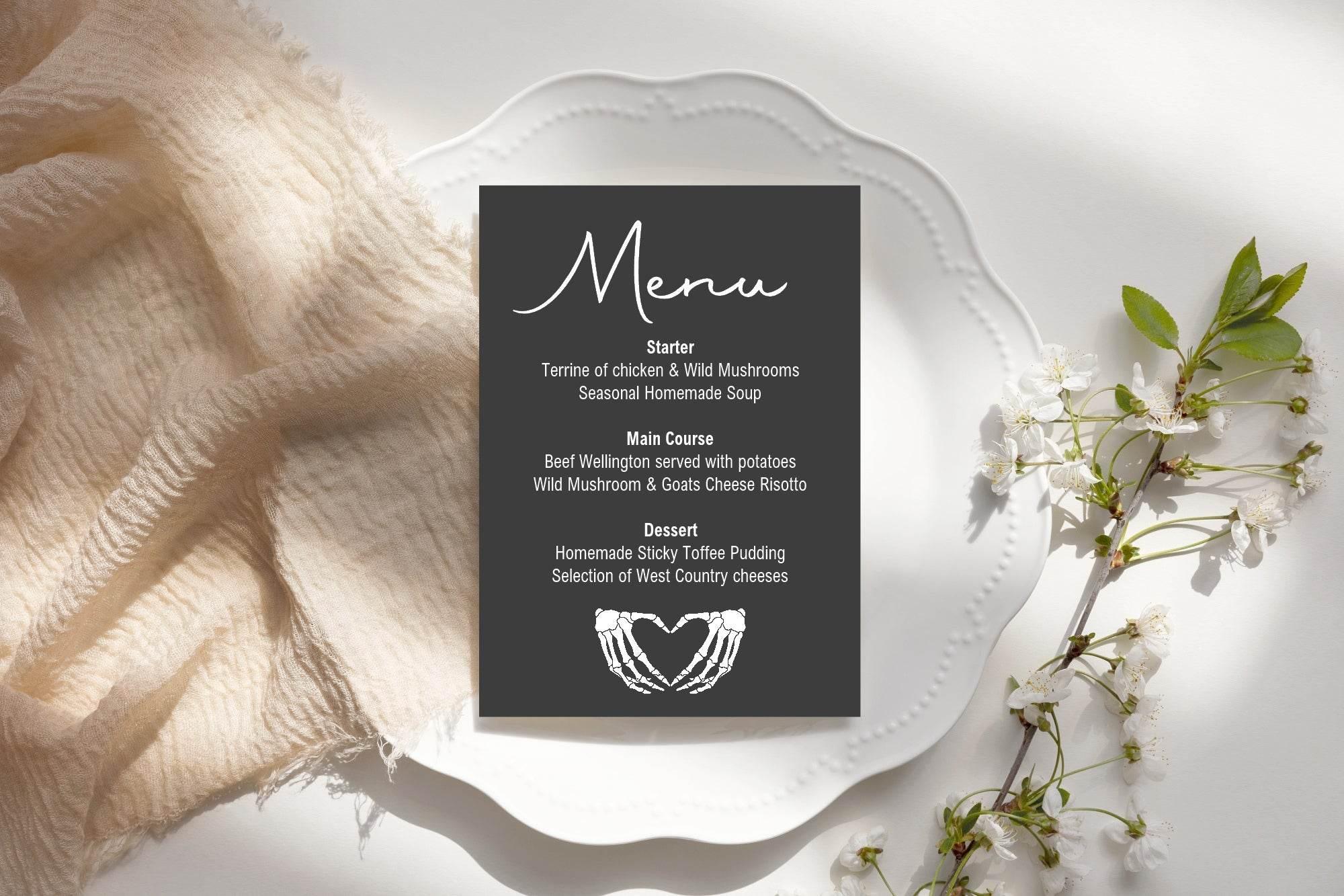 Gothic Menu Wedding Party Sign - Larosier Prints