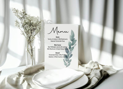 Eucalyptus Menu Wedding Party Sign