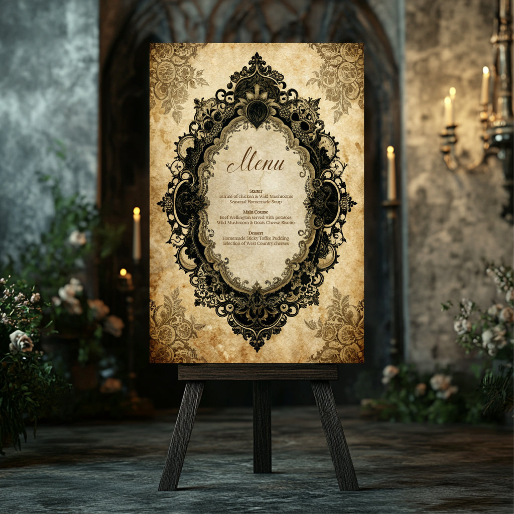 Lace Oval Wedding Menu Signs