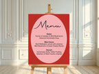 Red & Pink A5 Menu Wedding Party Signs | Pack of 10 - Larosier Prints