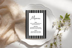 Black & White Stripe A5 Menu Wedding Party Signs | Pack of 10 - Larosier Prints