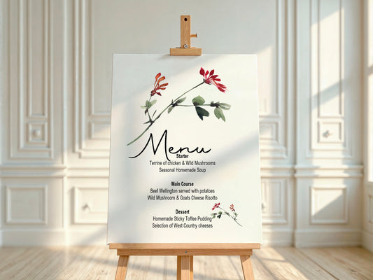 Wild Flowers Menu Wedding Sign