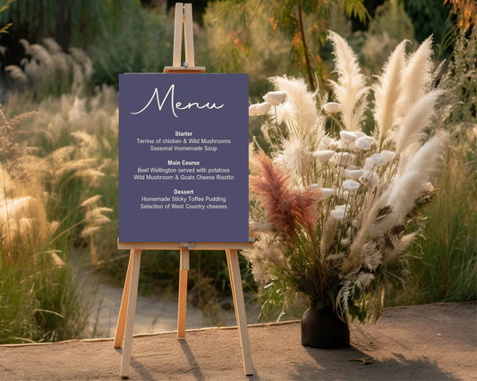 Sapphire Menu Wedding Party Sign