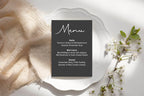 Minimalist Noir A5 Menu Wedding Party Signs | Pack of 10 - Larosier Prints