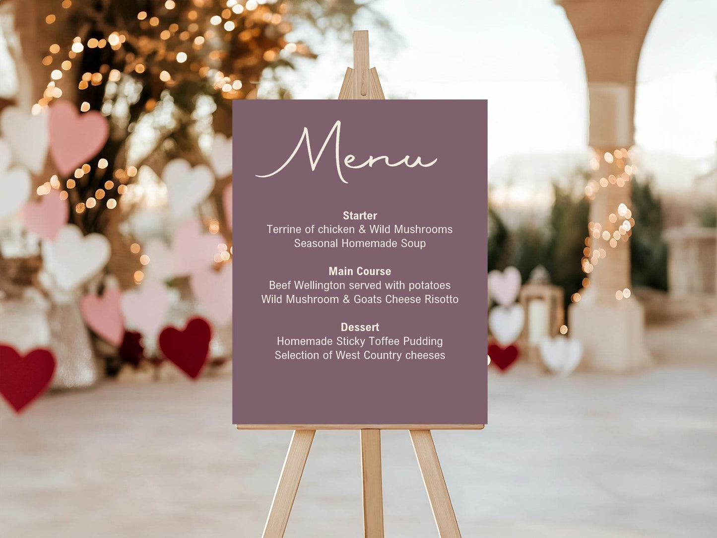 Heather A5 Menu Wedding Party Signs | Pack of 10