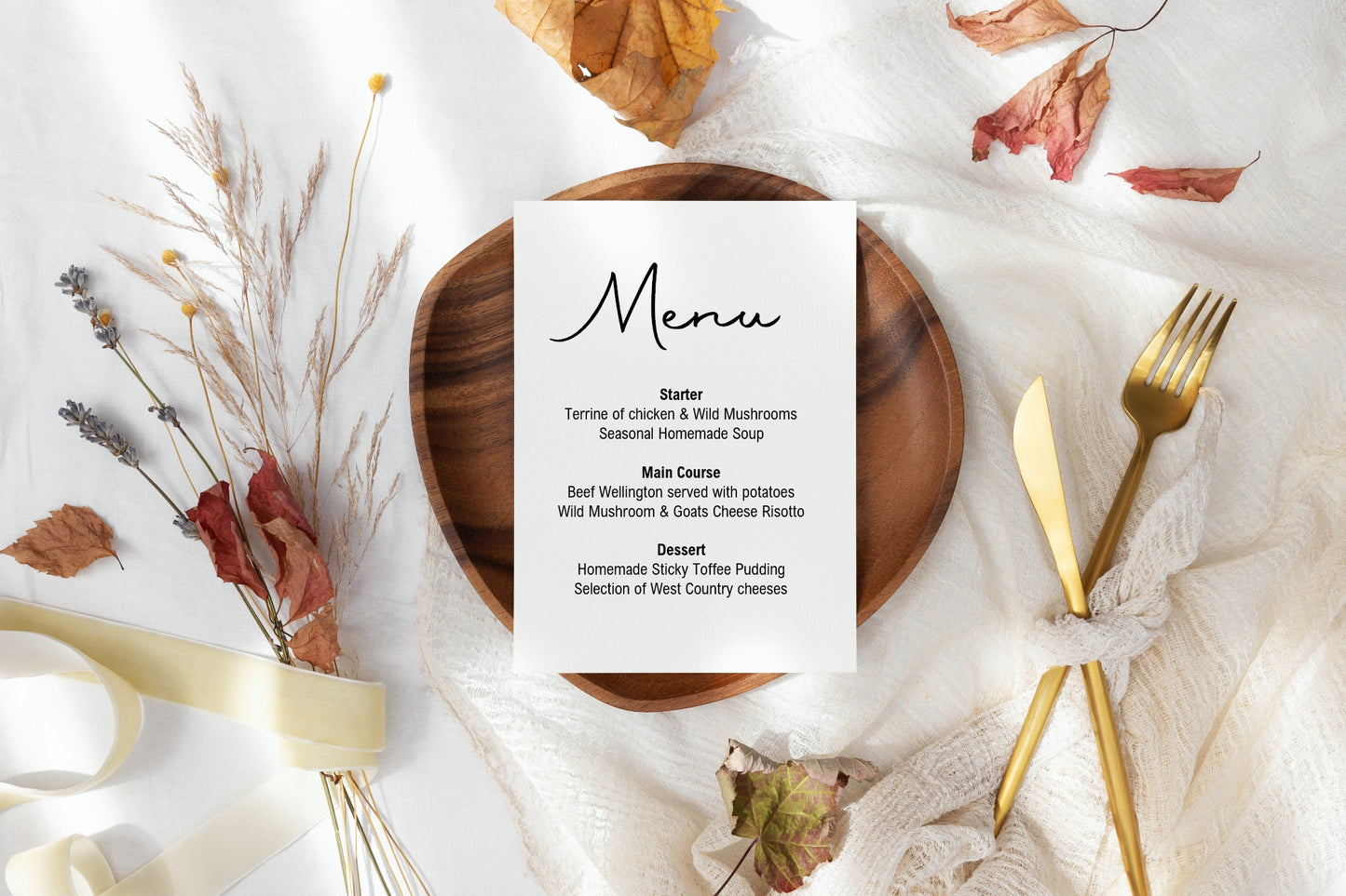 Minimalist Menu Wedding Sign | Black & White