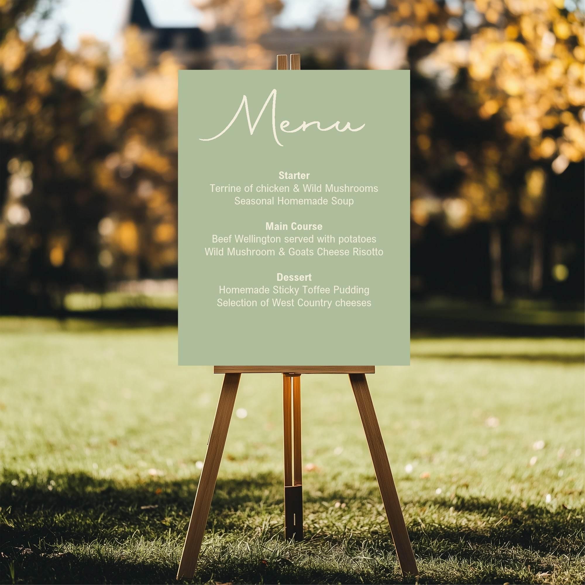 Willow Menu Wedding Party Sign - Larosier Prints