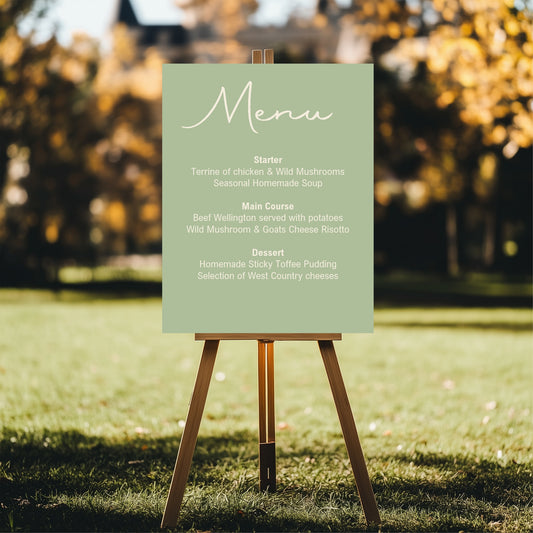 Willow Menu Wedding Party Sign