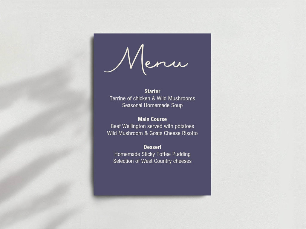 Sapphire Menu Wedding Party Sign - Larosier Prints