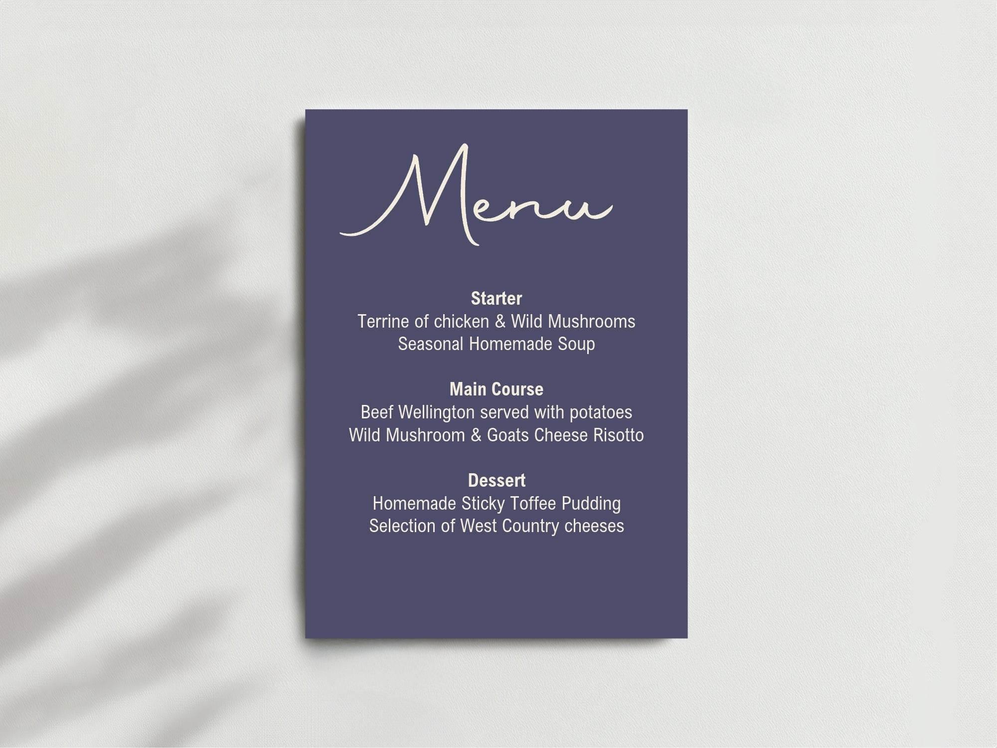 Sapphire Menu Wedding Party Sign - Larosier Prints