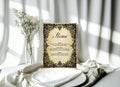 Black Lace Wedding Menu Signs
