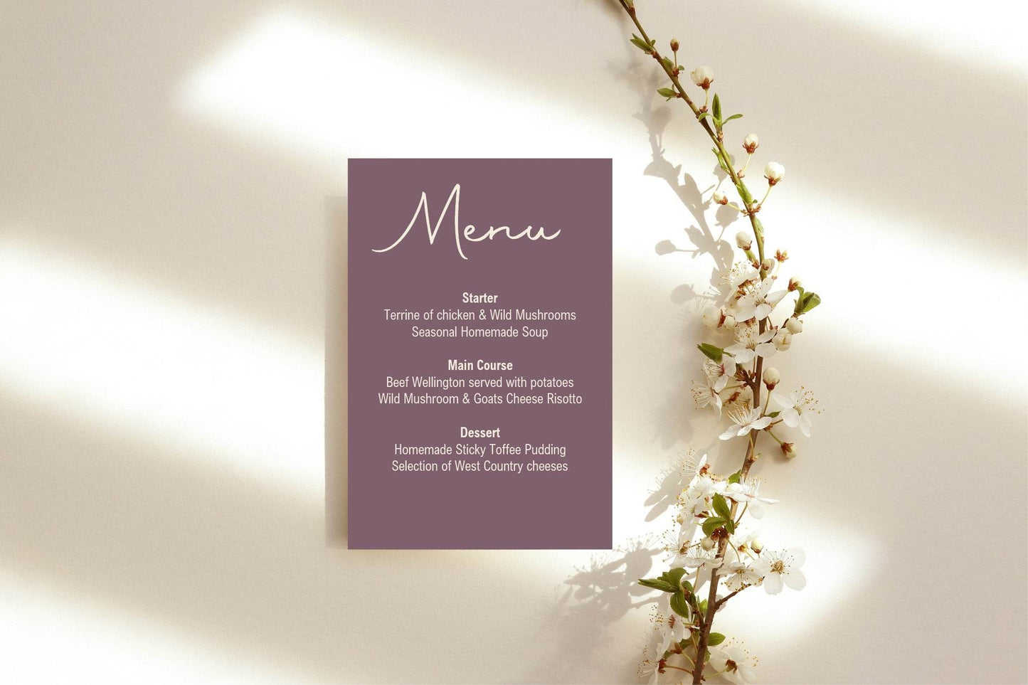 Heather A5 Menu Wedding Party Signs | Pack of 10
