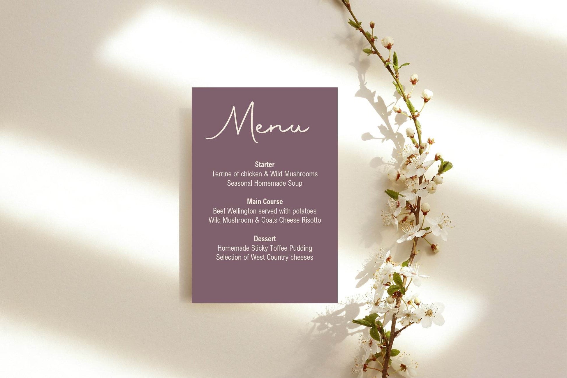 Heather A5 Menu Wedding Party Signs | Pack of 10