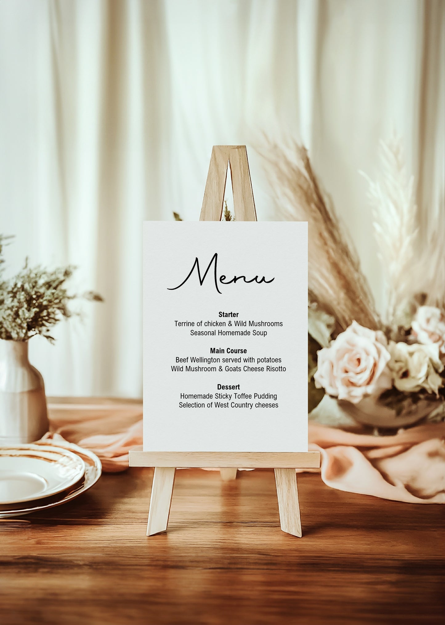 Minimalist Menu Wedding Sign | Black & White