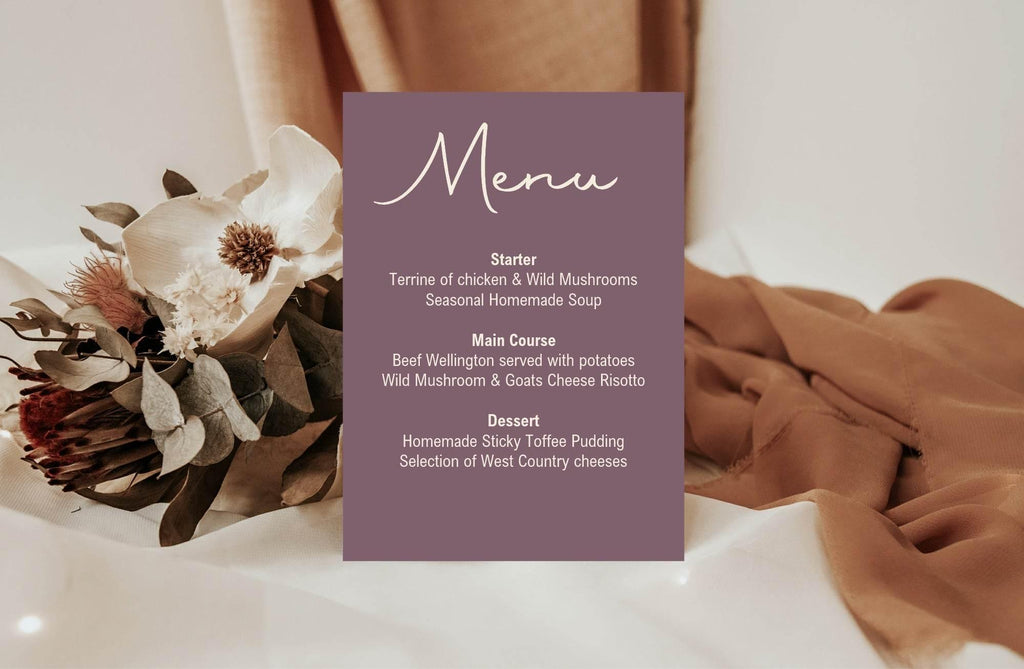 Heather A5 Menu Wedding Party Signs | Pack of 10 - Larosier Prints