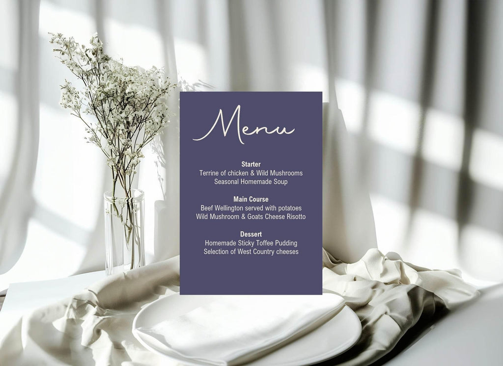 Sapphire A5 Menu Wedding Party Signs | Pack of 10 - Larosier Prints