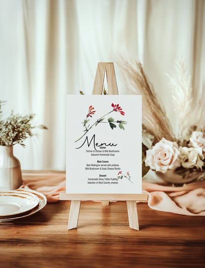 Wild Flowers Menu Wedding Sign