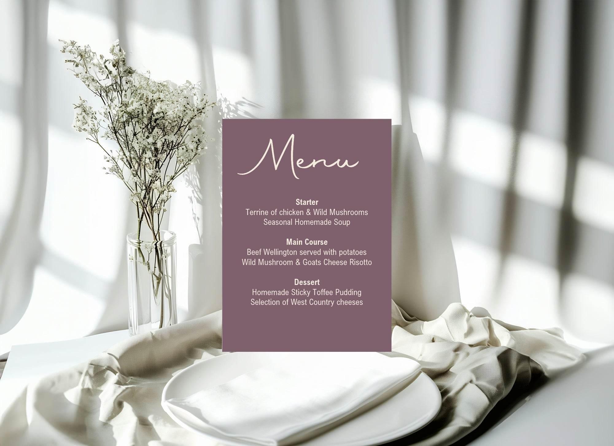 Heather Menu Wedding Party Sign - Larosier Prints