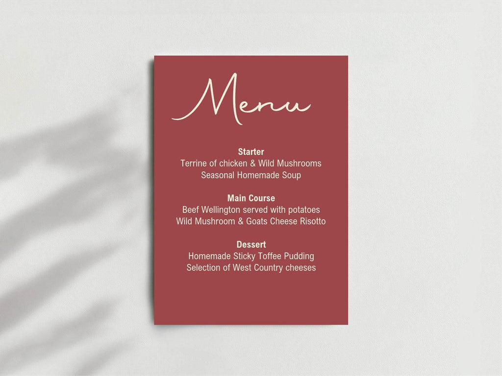 Rosewood A5 Menu Wedding Party Signs | Pack of 10 - Larosier Prints