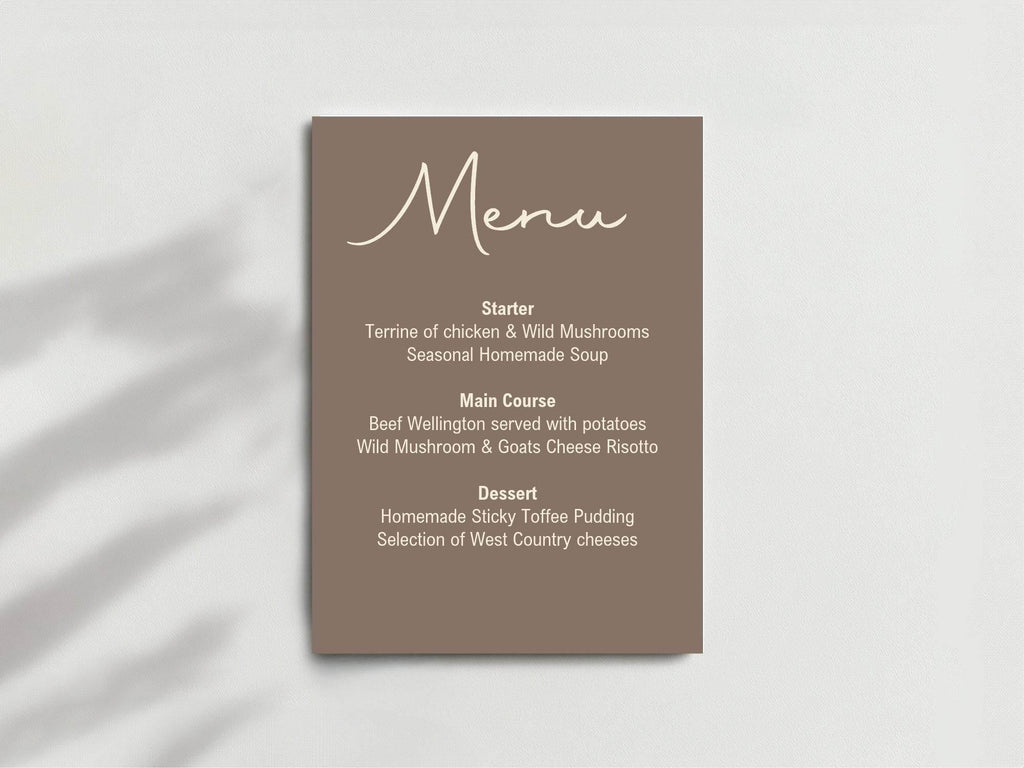 Earth A5 Menu Wedding Party Signs | Pack of 10 - Larosier Prints