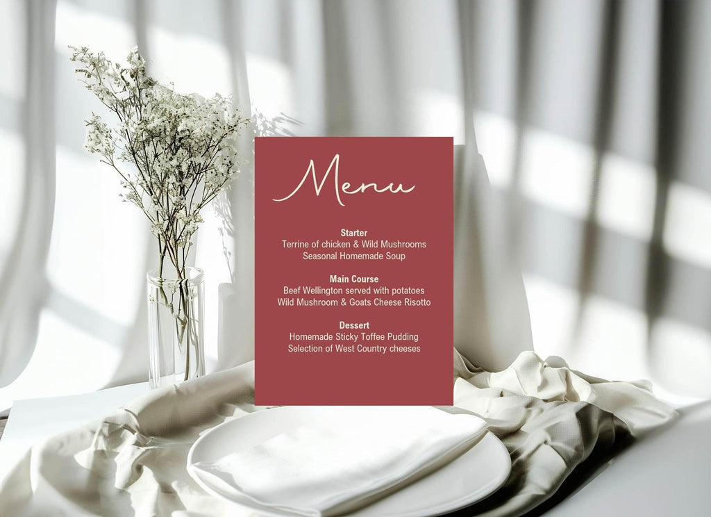 Rosewood A5 Menu Wedding Party Signs | Pack of 10 - Larosier Prints