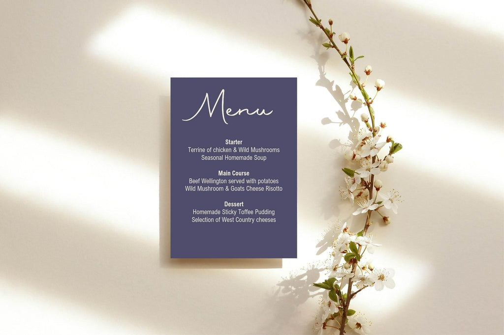 Sapphire A5 Menu Wedding Party Signs | Pack of 10 - Larosier Prints