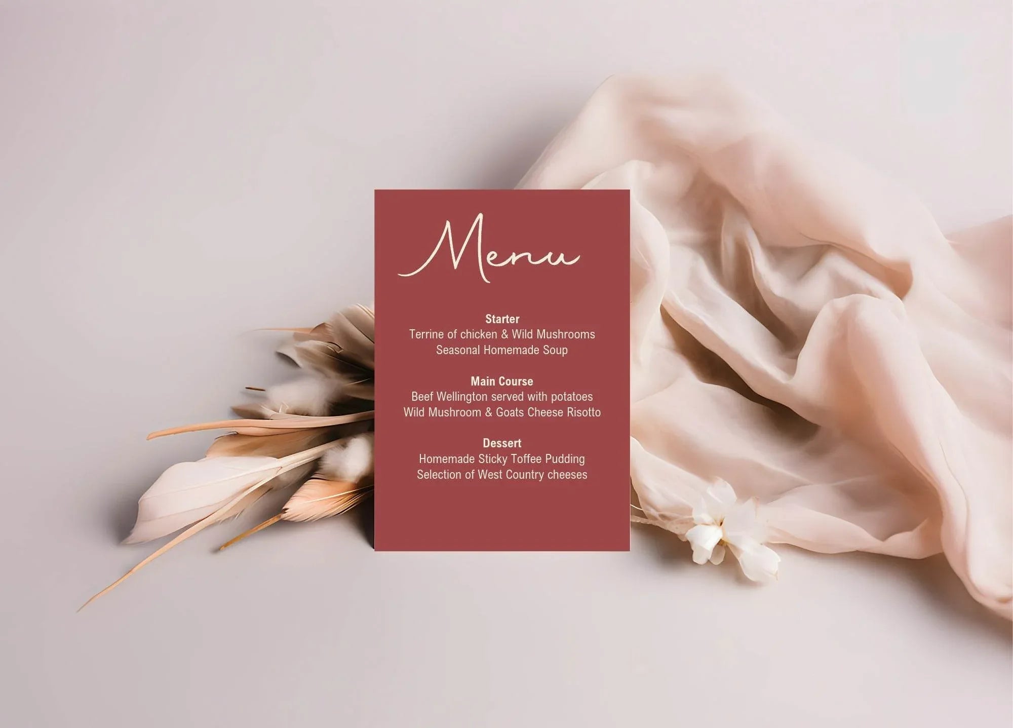Rosewood A5 Menu Wedding Party Signs | Pack of 10 - Larosier Prints