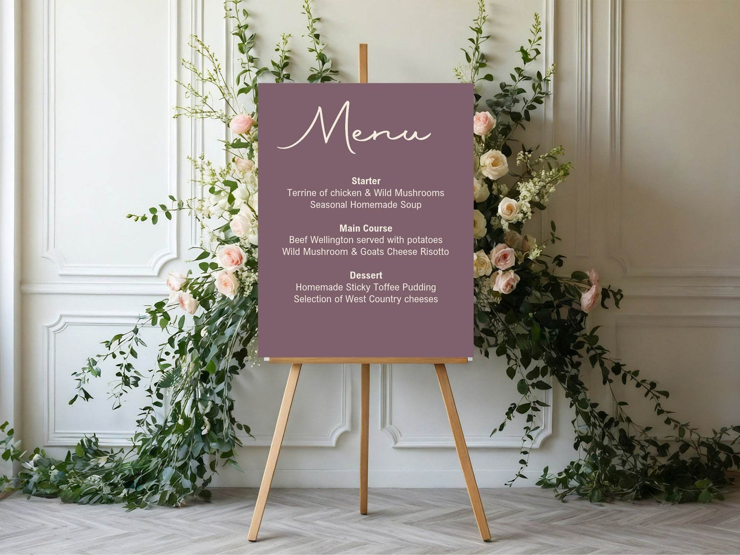 Heather A5 Menu Wedding Party Signs | Pack of 10