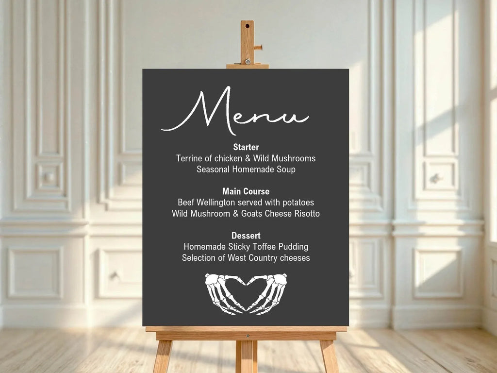 Gothic A5 Menu Wedding Party Signs | Pack of 10 - Larosier Prints