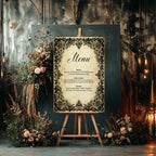Black Lace Wedding Menu Signs
