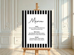 Black & White Stripe A5 Menu Wedding Party Signs | Pack of 10 - Larosier Prints