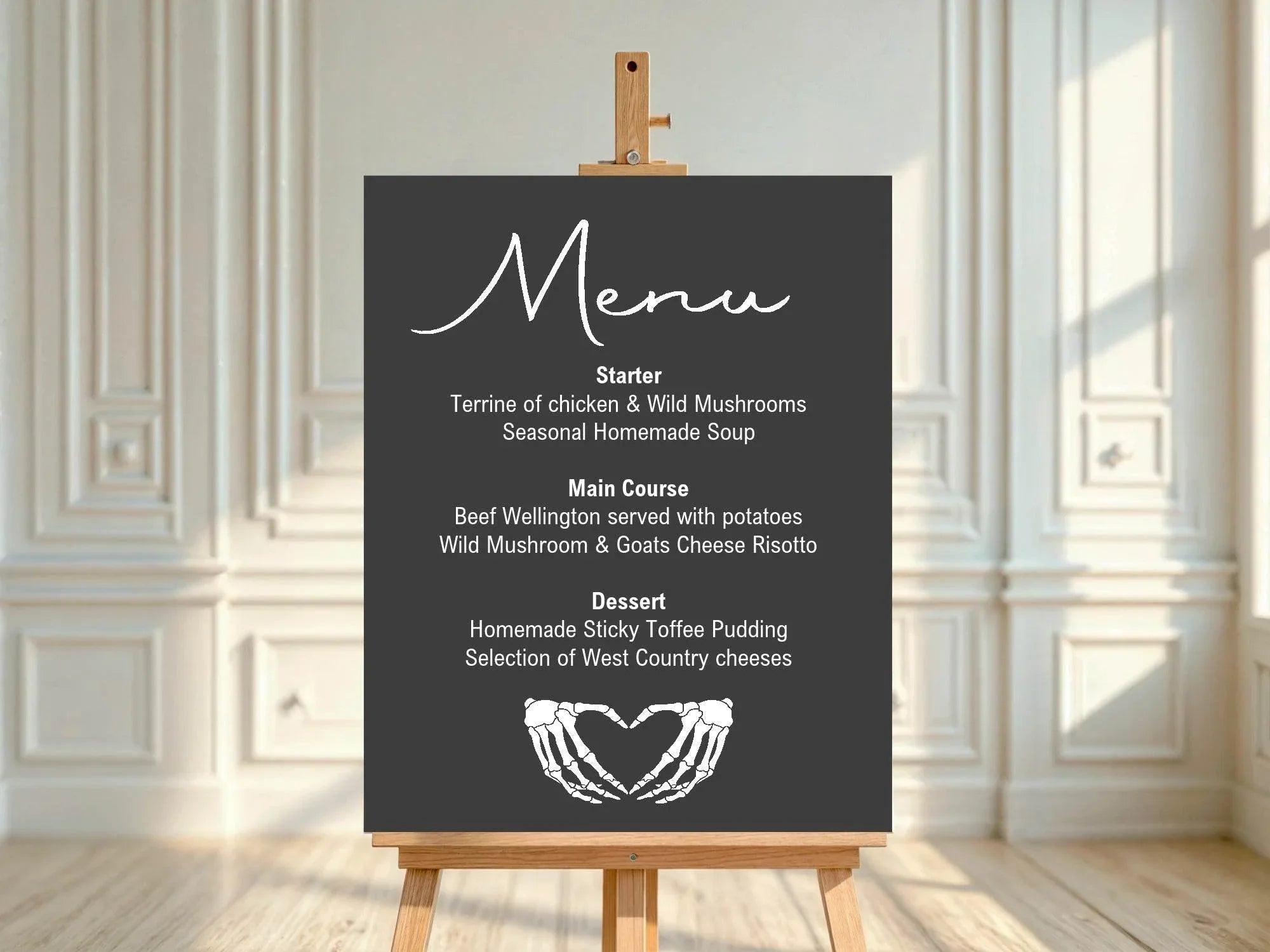 Gothic Menu Wedding Party Sign - Larosier Prints