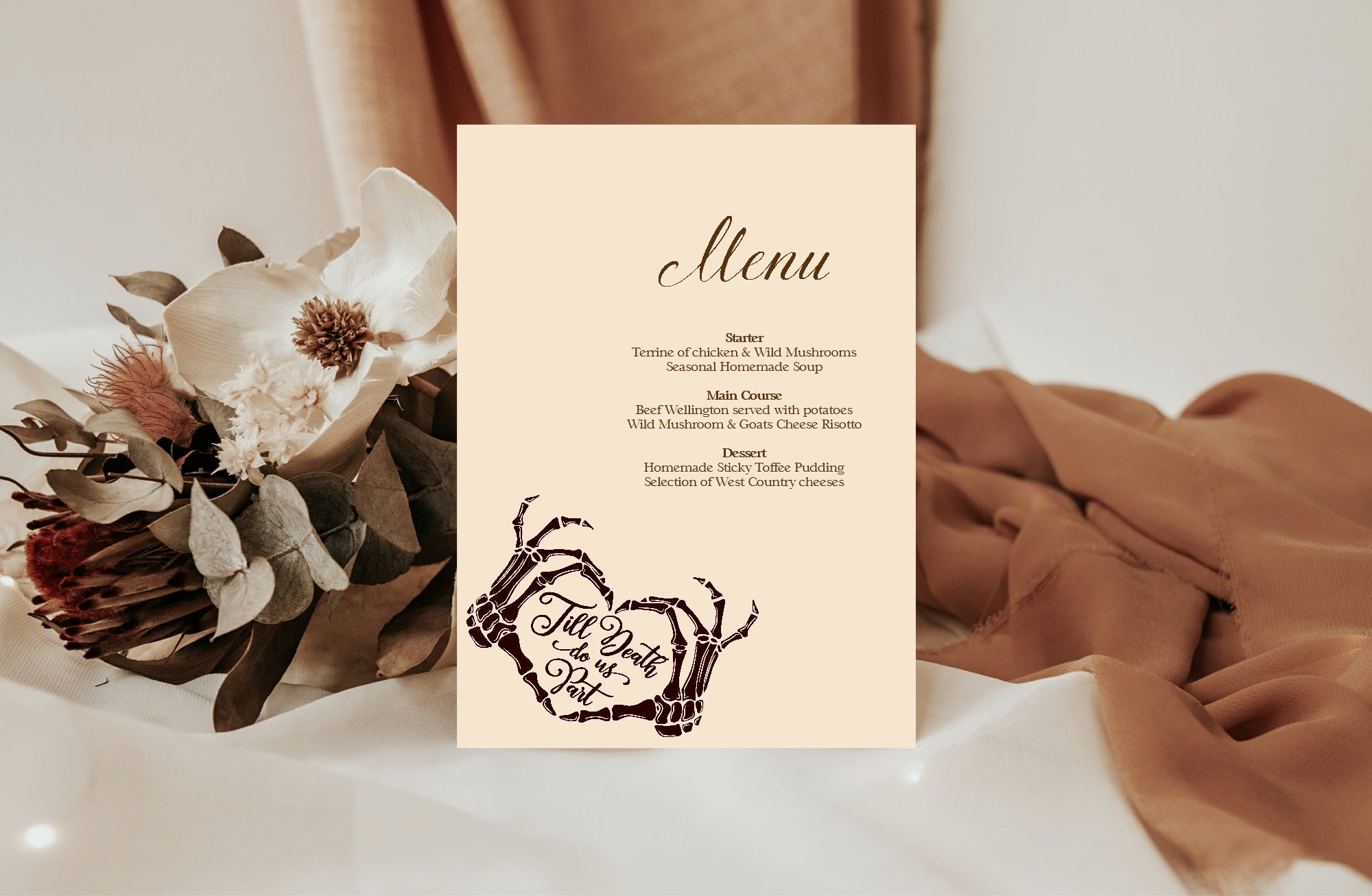 The Lovers Tarot Personalised Wedding Menu Sign | Beige, White or Charcoal