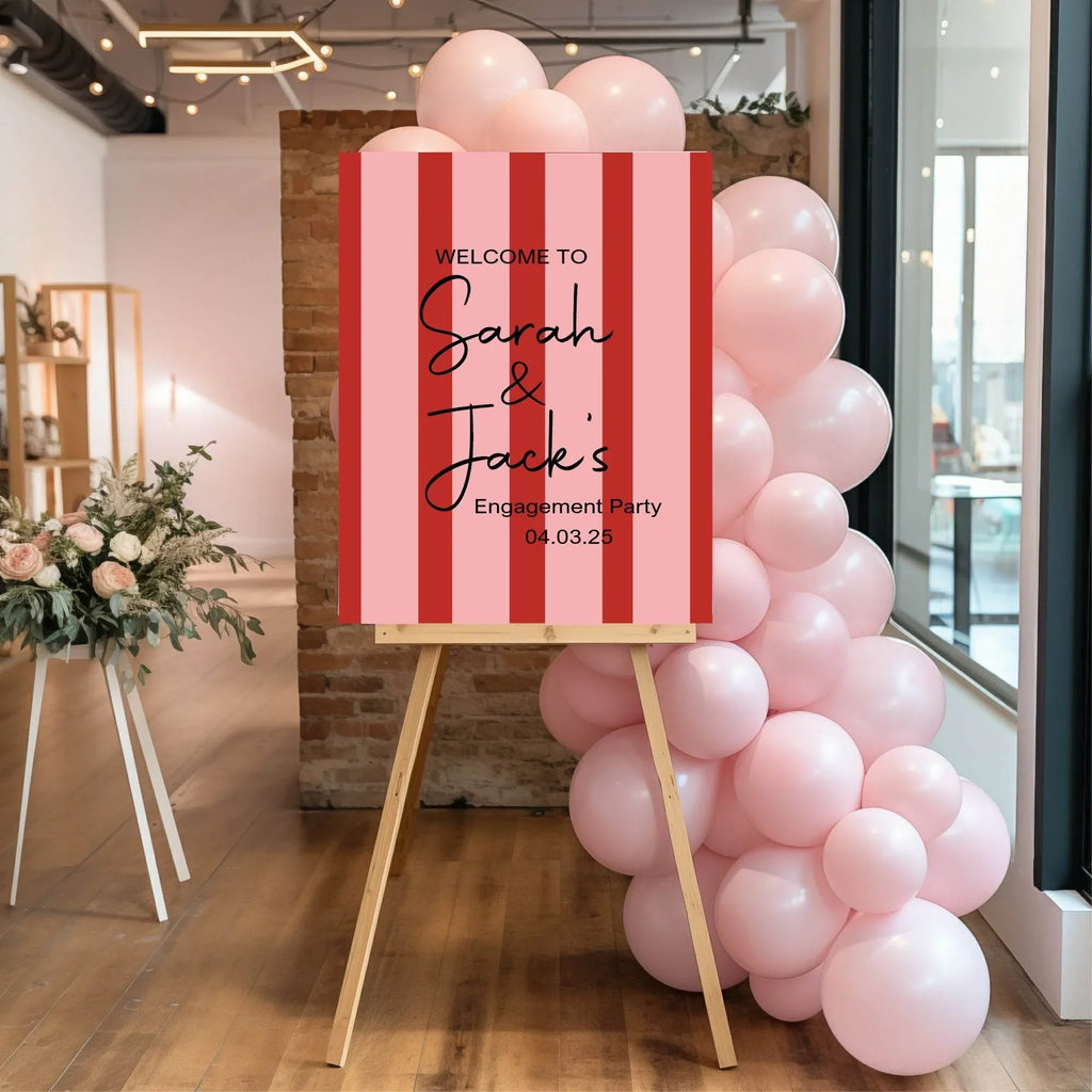 Red & Pink Engagement Welcome Party Sign - Larosier Prints