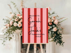Red & Pink Engagement Welcome Party Sign - Larosier Prints