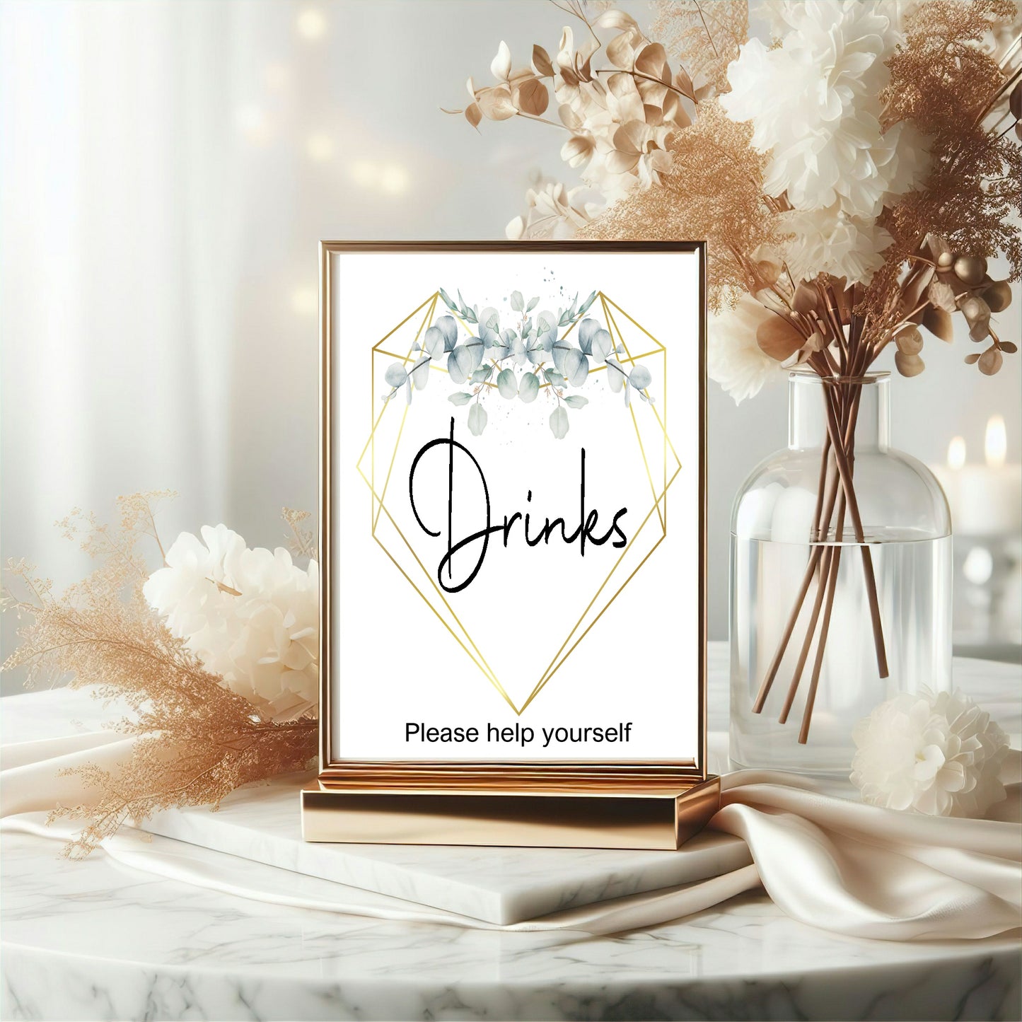 Eucalyptus Drinks Baby Shower Sign