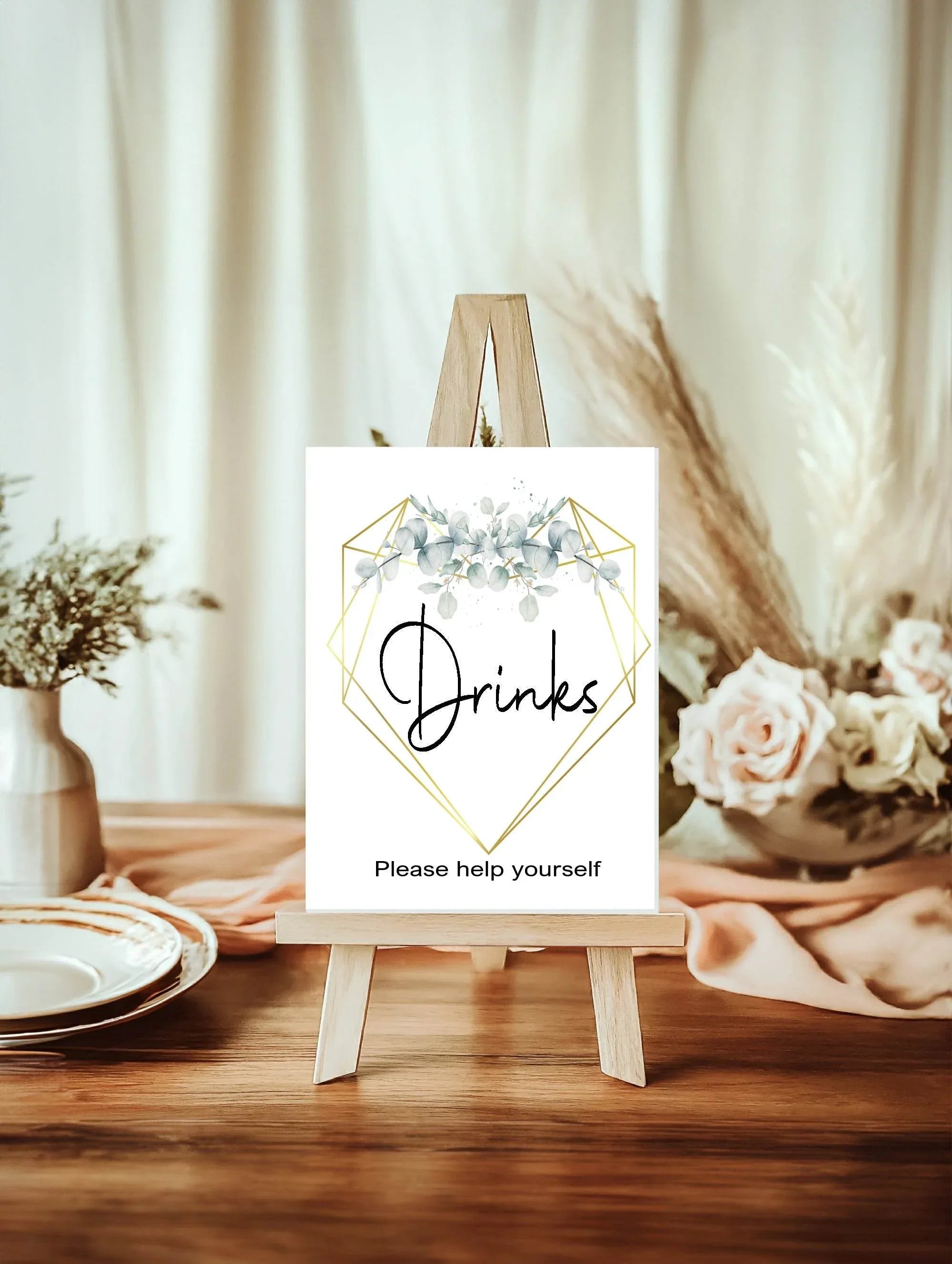 Eucalyptus Drinks Baby Shower Sign - Larosier Prints