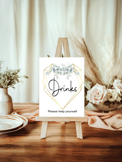 Eucalyptus Drinks Baby Shower Sign