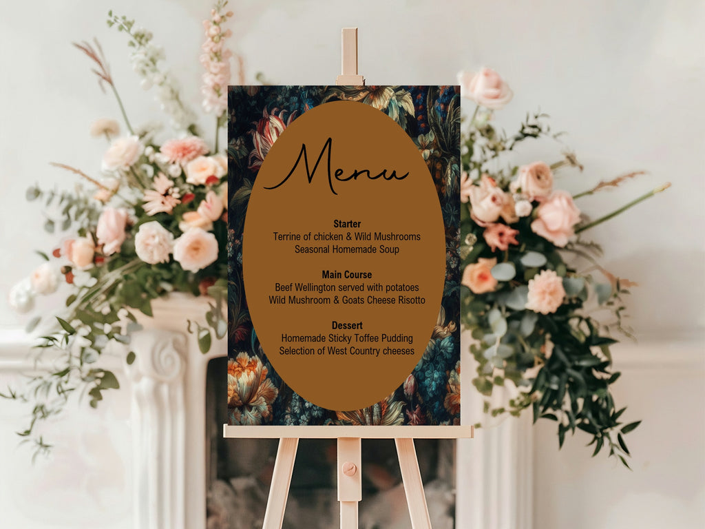 Moody Floral Wedding Cards & Gifts Sign