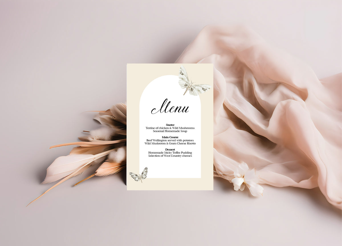Dark Romance Vintage Moth Wedding Menu | 8. Menu 2