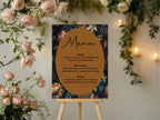 Moody Floral Wedding Menu Signs