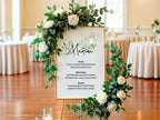 Green & White Rose Menu Wedding Party Sign - Larosier Prints