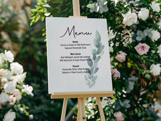 Eucalyptus Menu Wedding Party Sign