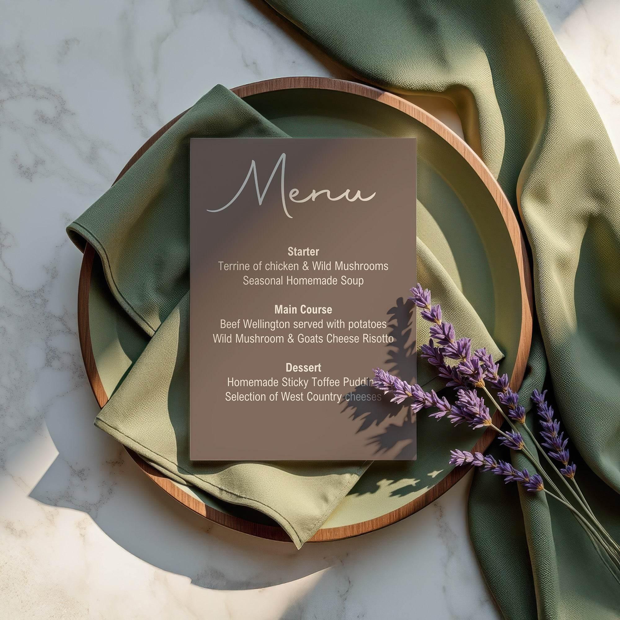 Earth A5 Menu Wedding Party Signs | Pack of 10 - Larosier Prints