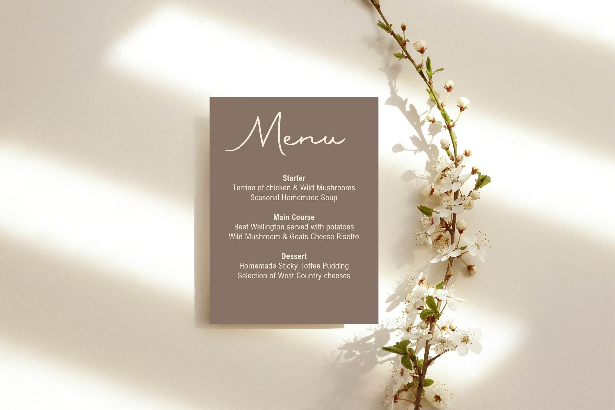 Earth A5 Menu Wedding Party Signs | Pack of 10 - Larosier Prints