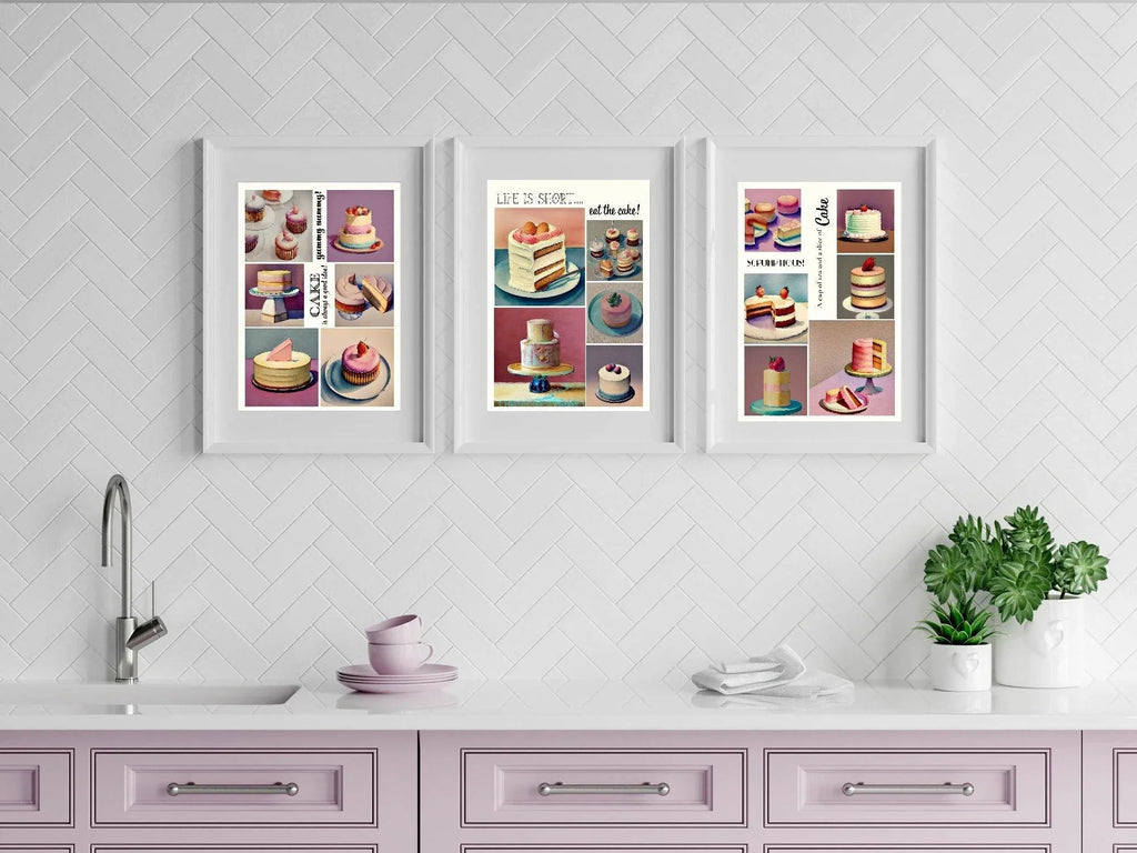 Watercolour Cakes Print | Vintage Style Wall Art - Larosier Prints