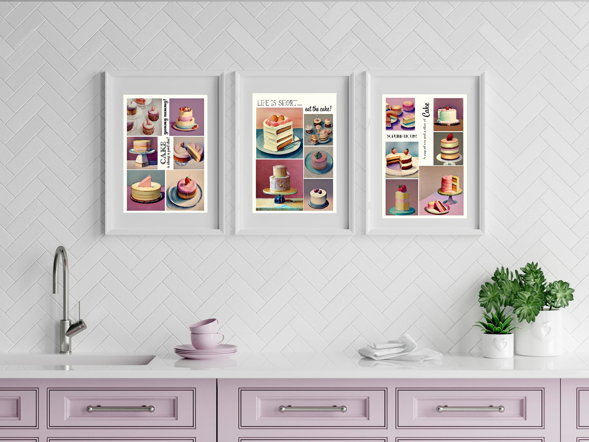 Watercolour Cakes Print | Vintage Style Wall Art